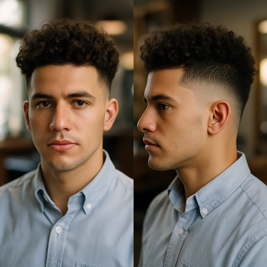 curly blowout fade
