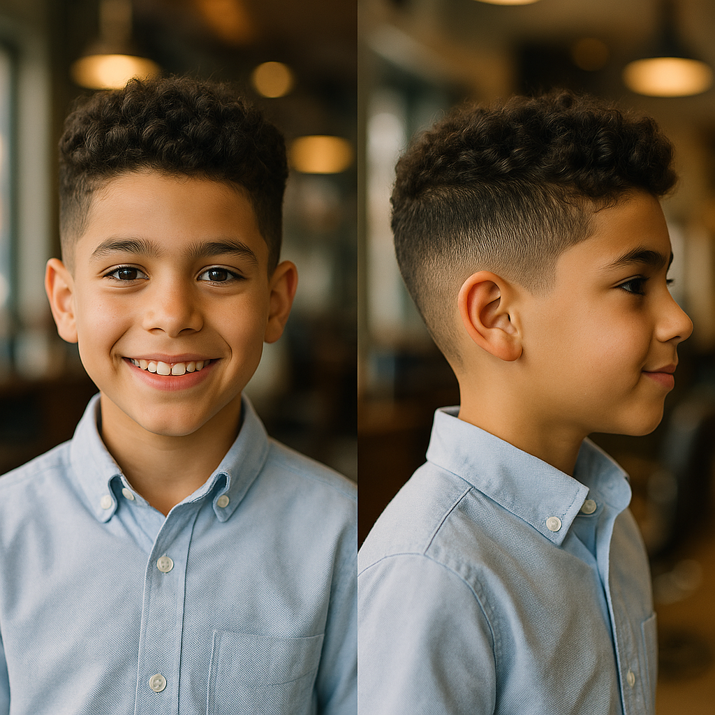 kids curly top fade